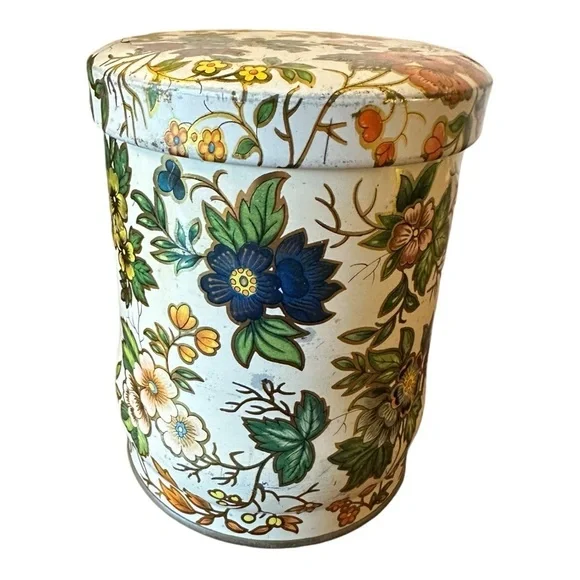 Daher Floral Cylinder Tin with Lid – Made in England, Cottagecore Botanical - Picture 10 of 12